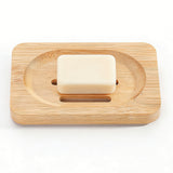 2PCS  Natural Bamboo Wood Soap Dish Storage Soap Holder Bath Shower Plate Bathroom