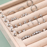12 Pairs Studs and Hoops Set Earrings Fashion Cartilage Stackable Jewelry for Women Silver