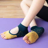 5 Pairs of Open Toe Socks Yoga Pilates Toeless Socks with Grips for Barre Ballet Dance