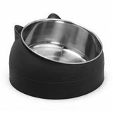 400ml Stainless Steel Tilted Pet Bowl – Non-Slip Raised Feeder for Cats & Dogs Black