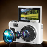 8K Digital Camera with Flip Screen WIFI Remote Control for Photography White