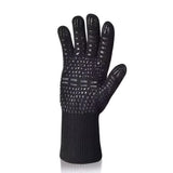 Double Sided Silicone BBQ Gloves Heat Resistant Non Slip Oven Mitts Black