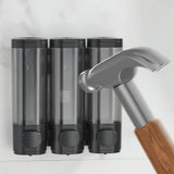 No-Drill Wall-Mounted Triple Soap Dispenser for Shampoo Conditioner & Body Wash
