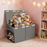 Foldable Toy Storage Organizer Box with Lid & Dividers Gray Small