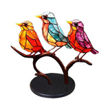3 Birds On Branch Ornaments Stained Birds Decorations Style 2