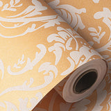 3 Meters Self Adhesive Wallpaper Peel and Stick Non Woven Wall Sticker for Living Room Bedroom Study Kitchen Yellow