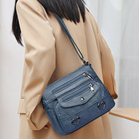 Crossbody Bag for Women Leather Messager Bag Large Capacity Shoulder Bag Blue