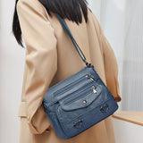 Crossbody Bag for Women Leather Messager Bag Large Capacity Shoulder Bag Blue