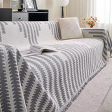 Reversible Sofa Couch Cover Boho Chenille Blanket Gray