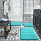 3 Pieces Set Water Absorption Bathroom Floor Mats Non-Slip Bath Mats Light Green