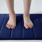 3 Pieces Set Water Absorption Bathroom Floor Mats Non-Slip Bath Mats Deep Blue