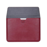 For Macbook PU Leather Macbook Case Wear Resistant Sleeve Cover with Stand Wine Red