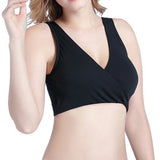 Women's Cross Front Wireless Bra Seamless Lounge with Removable Pads Black