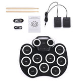 Roll Up Electronic Drum Kit Portable with Bluetooth and Dual Speakers Black