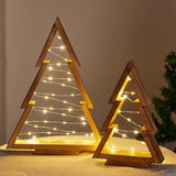2Pcs Wooden Christmas Tree Decor with Lights Christmas Holiday Decorations