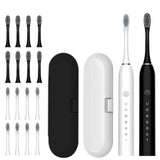 Couple's Electric Toothbrush Set with 2 Handles & Travel Case Style 2