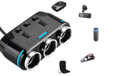 3 Way 12V Multi Socket Car Cigarette Lighter Splitter Dual USB Charger Digital Display