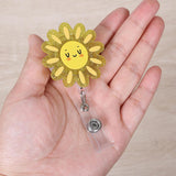 Cute Badge Clip Reel Retractable for Students Teachers Staff Yellow