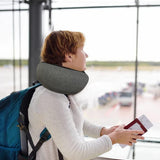 Memory Foam Travel Pillow with Storage Bag Neck Pillow for Plane Car Train Office Grey