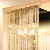 2PCS 100x200cm Shimmer Tassel String Door and Window Divider Curtain Champagne Gold