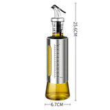 300ml Glass Oil Dispenser with Capacity Markings Push-Button Bottle
