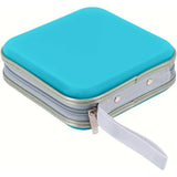 Water-Resistant 40-Disc CD Storage Case Hard Shell CD Holder with Individual Sleeves Zipper Organizer for Music Games Data Discs Light Blue