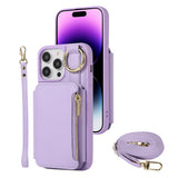 PU Leather Phone Case Crossbody Phone Cover Wallet Purse with RFID Blocking Card Holder Purple