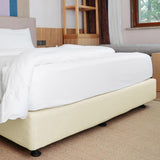 Elastic Box Spring Cover 4 Sides Wrap Around Bed Skirt Beige
