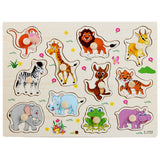 4 Sets Wooden Peg Puzzle for Girls & Boys with Alphabet Numbers Animals Dinosaurs Vehicles