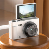 5K Digital Camera with 180-Degree Flip Screen Vlogging Camera with 64GB Card for Beginners White