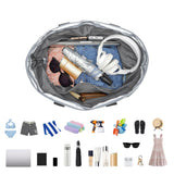 Large Foldable Sandproof Beach Tote Bag with Zipper Shoulder Bag Grey
