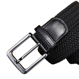 Mens Belt  Braided Stretch Golf Belt for Golf Pants Casual Shorts Jeans Black