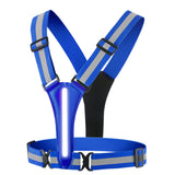 Adjustable LED Reflective Vest Rechargeable Running Gear with Night Light Blue