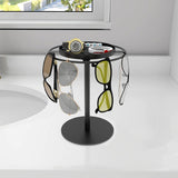 Metal Glasses Organizer Stand with Storage Tray Stylish Desk Organizer for Sunglasses Jewelry Black