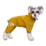 Waterproof Hooded Pet Raincoat with Reflective Stripe for Dogs Yellow