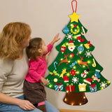 DIY Lighted Felt Christmas Tree Set Hanging Xmas Decorations with 3-Meter String Light