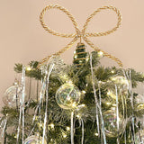 Sparkling Christmas Tree Top Bow Elegant Holiday Decoration Gold