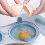 Microwave Egg Cooker Double Layer with Poached Egg Steamer Blue