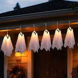 10PCS Ghost 275cm Halloween Warm White LED Hanging Light String with 8 Modes