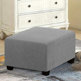 Elastic Footrest Cover Jacquard Textured Stripes with Strap Light Gray