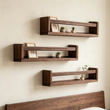 3 PCS Engineered Wood Floating Wall Mounted Book Display Shelves Brown