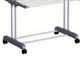 4 Tier Folding Drying Rack with Wheels Clothes Air Drying Rack Gray