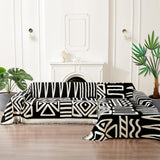 Boho Couch Cover Geometric Sofa Blanket Furniture Protector Black