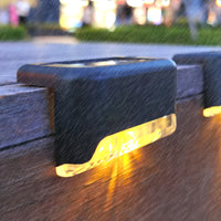 4Pcs Set Solar LED Deck Lights Outdoor Step Fence Lamp for Stairs Path Garden Patio Pathway