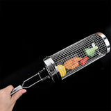 Stainless Steel Rolling Grilling Basket Set BBQ Grill Mesh Camping Barbecue Rack