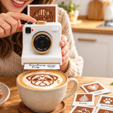 Camera Shaped Latte Art Stencil Retro Coffee Tool for Cafe Barista White