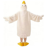 Wearable Goose Blanket Hoodie Onesie Oversized Flannel Cozy Hooded with Sleeves for Teens Adult White