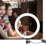 10 Inch Ring Light with Flexible Phone Holder Adjustable Brightness for Selfie Video Recording