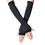 3 Pairs Long Fingerless Gloves Gloves Arm Cover Striped Cotton Wrist Sleeves Arm Warmer