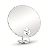 Travel Magnifying Makeup Mirror with Adjustable Stand and Suction Cup White